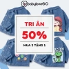 Áo khoác jean bé BabyloveGO chất denim mềm mại, in hình, giao mẫu ngẫu nhiên, giá 299k