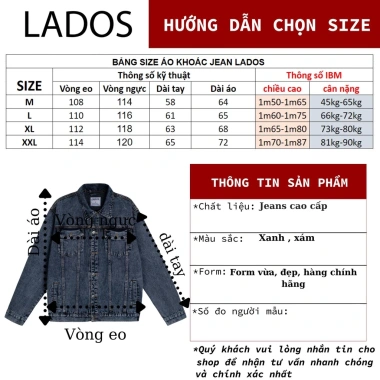 Áo khoác jean nam LADOS-32.123 dày dặn, nam tính, cao cấp xu hướng 2.026 giảm 326k