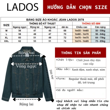 Áo khoác jean nam xanh đậm LADOS-2.078 – Cá tính, cao cấp, dễ phối, chỉ 359.000₫ 9