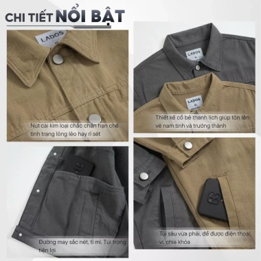 Áo khoác kaki nam form ngắn LADOS-2.128 chất vải dày dặn, streetwear năng động, giá 326.000 VND 2