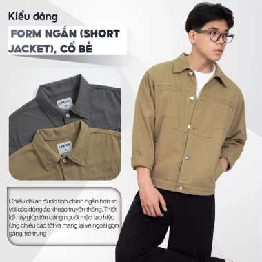 Áo khoác kaki nam form ngắn LADOS-2.128 chất vải dày dặn, streetwear năng động, giá 326.000 VND 4