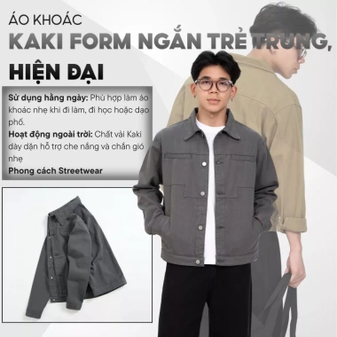 Áo khoác kaki nam form ngắn LADOS-2.128 chất vải dày dặn, streetwear năng động, giá 326.000 VND 5