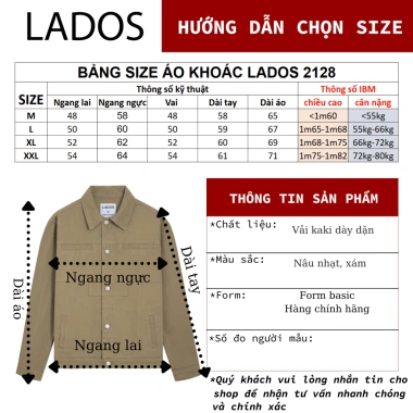 Áo khoác kaki nam LADOS-12.128 form đứng, chất kaki dày dặn cao cấp, chống nắng retro - 326.000₫