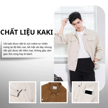 Áo khoác kaki nam LADOS-2.113 cổ bẻ nút kim loại regular fit basic trẻ trung 325.000₫
