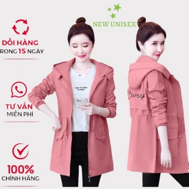 Áo khoác kaki nữ form dài nón rộng họa tiết, tránh nắng, chống gió cực tốt Unisex 235k