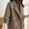 Áo khoác kẻ sọc xuân thu len pha trộn tweed blazer nữ, phong cách Hàn Quốc, dài tay, bán mùa thu, giảm 18% 3