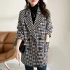Áo khoác kẻ sọc xuân thu len pha trộn tweed blazer nữ, phong cách Hàn Quốc, dài tay, bán mùa thu, giảm 18% 4