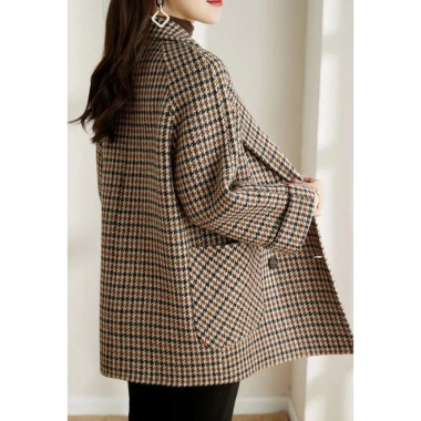 Áo khoác kẻ sọc xuân thu len pha trộn tweed blazer nữ, phong cách Hàn Quốc, dài tay, bán mùa thu, giảm 18%