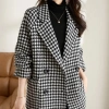 Áo khoác kẻ sọc xuân thu len pha trộn tweed blazer nữ, phong cách Hàn Quốc, dài tay, bán mùa thu, giảm 18% 6