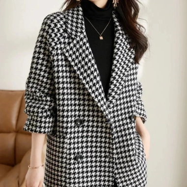 Áo khoác kẻ sọc xuân thu len pha trộn tweed blazer nữ, phong cách Hàn Quốc, dài tay, bán mùa thu, giảm 18% 6 Áo khoác kẻ sọc xuân thu len pha trộn tweed blazer nữ, phong cách Hàn Quốc, dài tay, bán mùa thu, giảm 18% 6