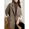 Áo khoác kẻ sọc xuân thu len pha trộn tweed blazer nữ, phong cách Hàn Quốc, dài tay, bán mùa thu, giảm 18% 7