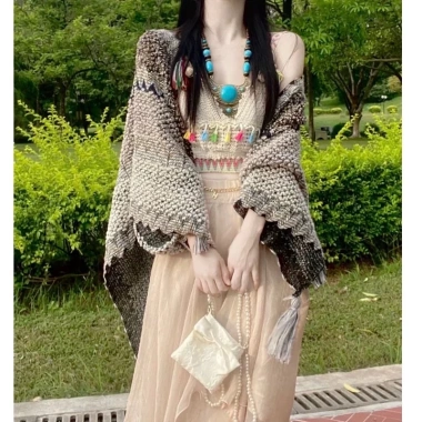 Áo Khoác Khăn Đan Thổ Cẩm Du Lịch Siêu Hottrend - Giá 165k Giảm Đến 207.9k