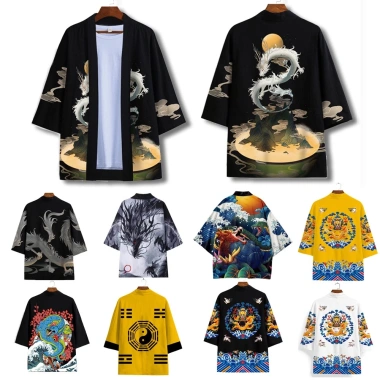 Áo khoác Kimono Nhật Bản, Trung Quốc – Dáng rộng Ukiyo‑e, áo choàng rồng, cardigan cosplay giá 158.448₫