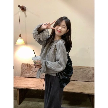 Áo khoác len cardigan dài tay croptop retro thời trang QCCC KUNKUN SP214 giá 209.000₫