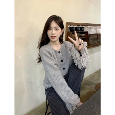 Áo khoác len cardigan dài tay croptop retro thời trang QCCC KUNKUN SP214 giá 209.000₫