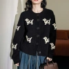 Áo khoác len cardigan dài tay họa tiết chú cún QCCC loại 1, chỉ 19.9k