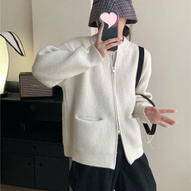 Áo khoác len cardigan dệt kim khóa kéo dày mịn phong cách Hàn Quốc Big Size SP50 Giá 219k