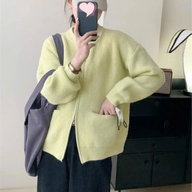 Áo khoác len cardigan dệt kim khóa kéo dày mịn phong cách Hàn Quốc Big Size SP50 Giá 219k