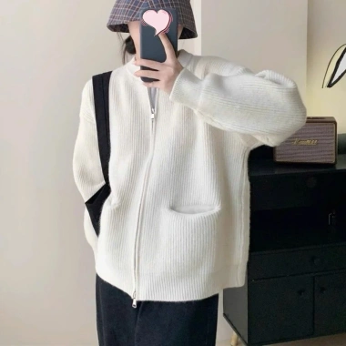 Áo khoác len cardigan dệt kim khóa kéo dày mịn phong cách Hàn Quốc Big Size SP50 Giá 219k