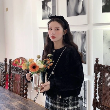 Áo khoác len cardigan lông thỏ QC mềm mịn dày dặn NGOMINH SP206 giá 229k