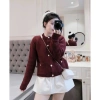 Áo khoác len dệt kim đỏ dài cúc vàng Loại 1, dễ phối đồ, 2Monday AK9, chỉ 199k 2