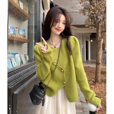 Áo khoác len dệt kim tweed cardigan nữ dài tay Hàn Quốc Big Size NGOMINH SP58