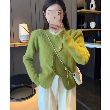 Áo khoác len dệt kim tweed cardigan nữ dài tay Hàn Quốc Big Size NGOMINH SP58