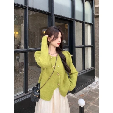 Áo khoác len dệt kim tweed cardigan nữ dài tay Hàn Quốc Big Size NGOMINH SP58