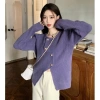 Áo khoác len dệt kim tweed cardigan nữ dài tay Hàn Quốc Big Size NGOMINH SP58 8