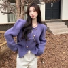 Áo khoác len dệt kim tweed cardigan nữ dài tay Hàn Quốc Big Size NGOMINH SP58 10