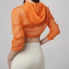 Áo khoác lưới croptop thể thao nữ UNIQ - tay dài, mũ, thoáng khí, 148k 3