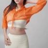 Áo khoác lưới croptop thể thao nữ UNIQ - tay dài, mũ, thoáng khí, 148k 4
