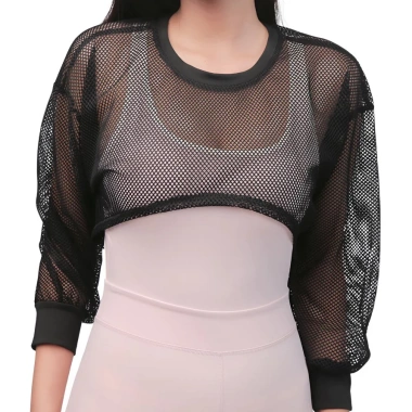 Áo khoác lưới croptop thể thao nữ UNIQ - tay dài, mũ, thoáng khí, 148k 8