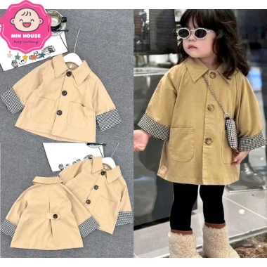 Áo khoác măng tô 2 lớp xinh xắn cho bé gái mùa thu đông 10-30kg nhẹ giữ ấm giá 159k