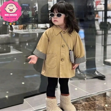 Áo khoác măng tô 2 lớp xinh xắn cho bé gái mùa thu đông 10-30kg nhẹ giữ ấm giá 159k