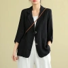 Áo khoác mỏng vải lanh cotton 2.024 Loose Art dài tay casual sang trọng cho nữ giảm 22% 3