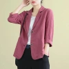 Áo khoác mỏng vải lanh cotton 2.024 Loose Art dài tay casual sang trọng cho nữ giảm 22% 5
