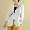 Áo khoác mỏng vải lanh cotton 2.024 Loose Art dài tay casual sang trọng cho nữ giảm 22% 6