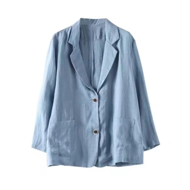 Áo khoác mỏng vải lanh cotton 2.024 Loose Art dài tay casual sang trọng cho nữ giảm 22% 8