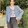 Áo khoác mùa đông nữ xanh dương kiểu Hàn Quốc – Tweed nhẹ, chắn gió, đường phố 5
