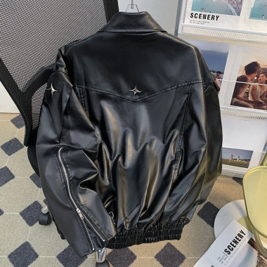 Áo khoác nam Mỹ retro da PU phong cách hip hop - Xuân Thu thời trang đường phố, giảm 20%