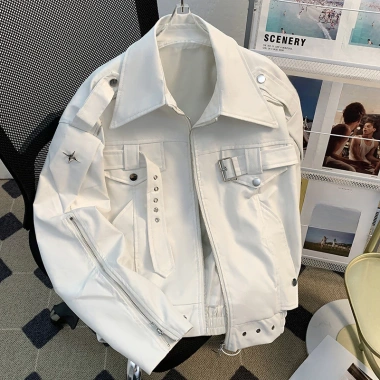 Áo khoác nam Mỹ retro da PU phong cách hip hop - Xuân Thu thời trang đường phố, giảm 20%