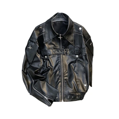Áo khoác nam Mỹ retro da PU phong cách hip hop - Xuân Thu thời trang đường phố, giảm 20%