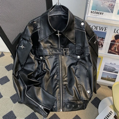 Áo khoác nam Mỹ retro da PU phong cách hip hop - Xuân Thu thời trang đường phố, giảm 20%