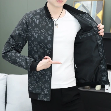 Áo khoác nam xuân thu bóng chày cổ đứng họa tiết sành điệu, blazer ôm trẻ trung, đa năng – giảm 22%