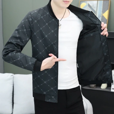 Áo khoác nam xuân thu bóng chày cổ đứng họa tiết sành điệu, blazer ôm trẻ trung, đa năng – giảm 22%