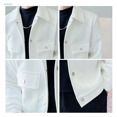 Áo khoác ngoài nam sọc jacquard thời thượng, có cổ, túi nắp trước - Giá chỉ 462.121₫ 5