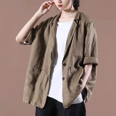 Áo khoác nhẹ nữ blazer oversize linen mềm mại, form rộng suông AK10, 329.000₫