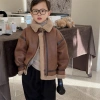 Áo khoác nhung da lộn lót lông cừu ấm mùa đông Hàn Quốc cho bé trai 12-37kg 10