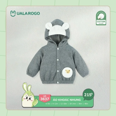Áo khoác nhung Uala UR3.637 cho bé trai & bé gái 8-10kg - Giá chỉ 215.000đ, giảm mạnh